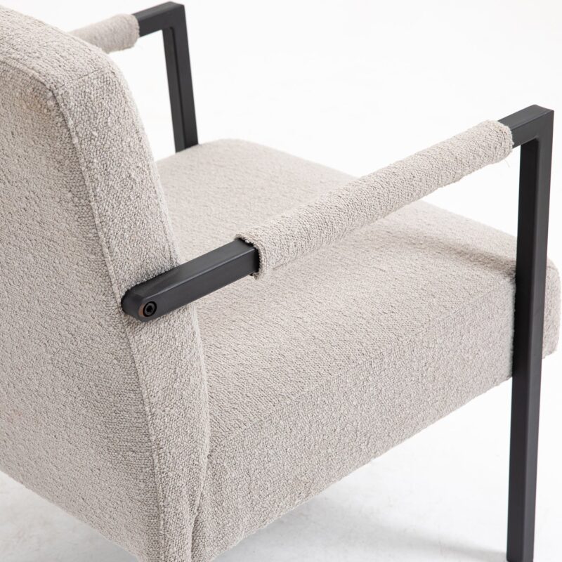 Hatton Steel Frame Boucle Accent Chair (Grey) - Image 13
