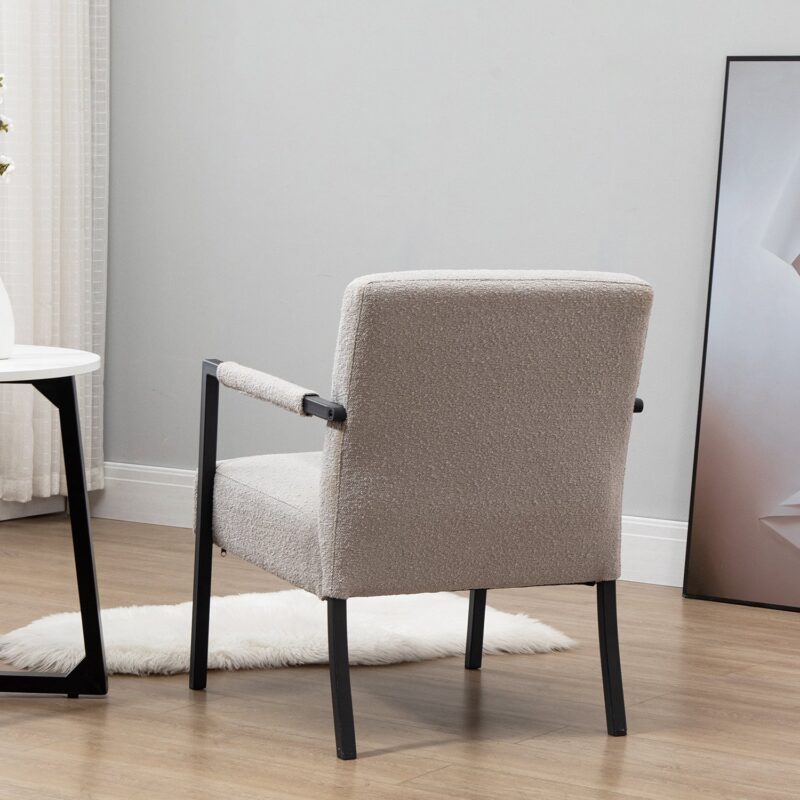 Hatton Steel Frame Boucle Accent Chair (Grey) - Image 4