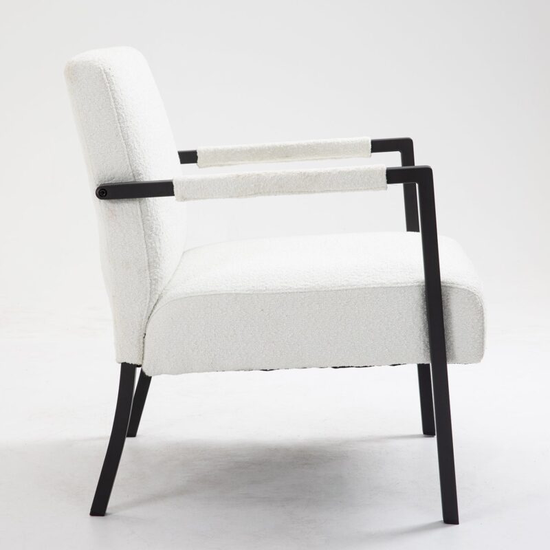 Hatton Steel Frame Boucle Accent Chair (White) - Image 9