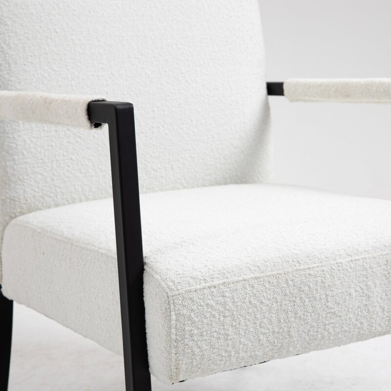 Hatton Steel Frame Boucle Accent Chair (White) - Image 11