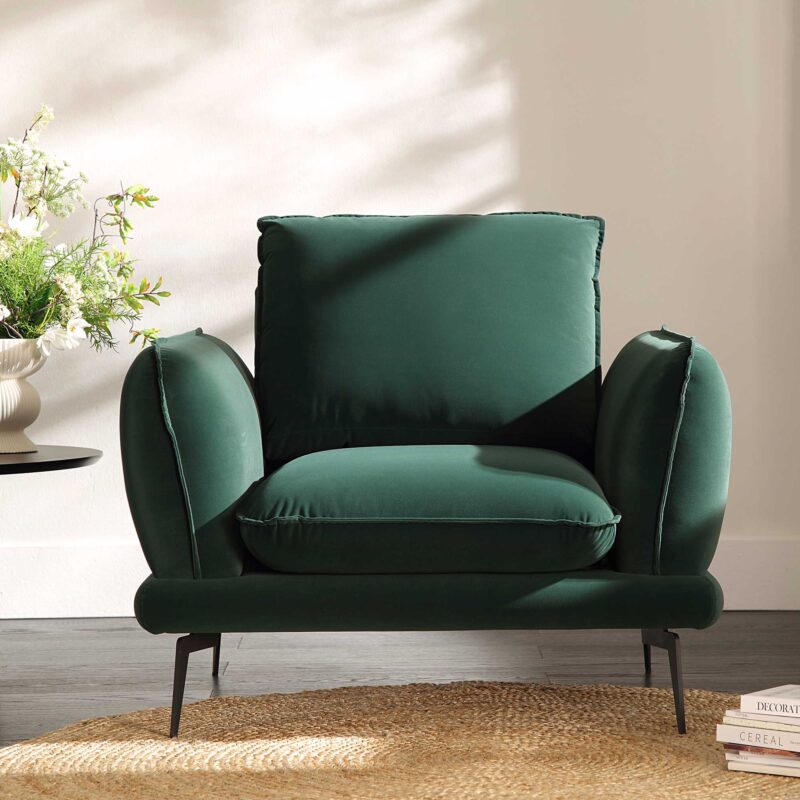 Obriel Forest Green Velvet Armchair - Image 2