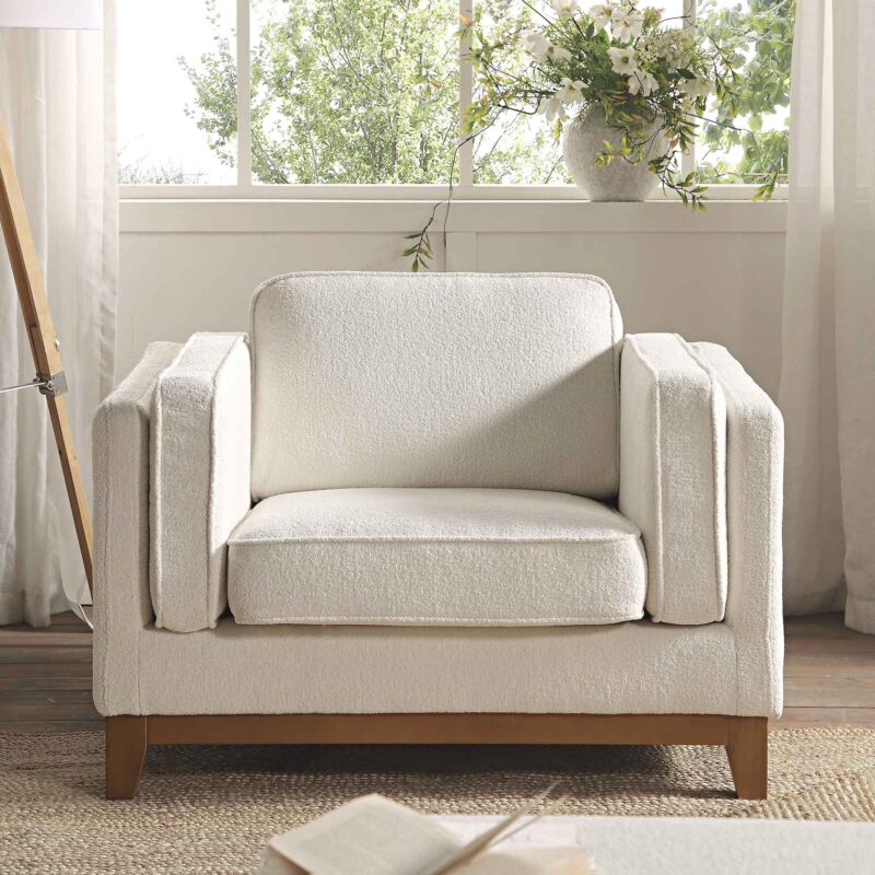 Dipley Beige Boucle Fabric Sofa, 1-Seater - Image 2