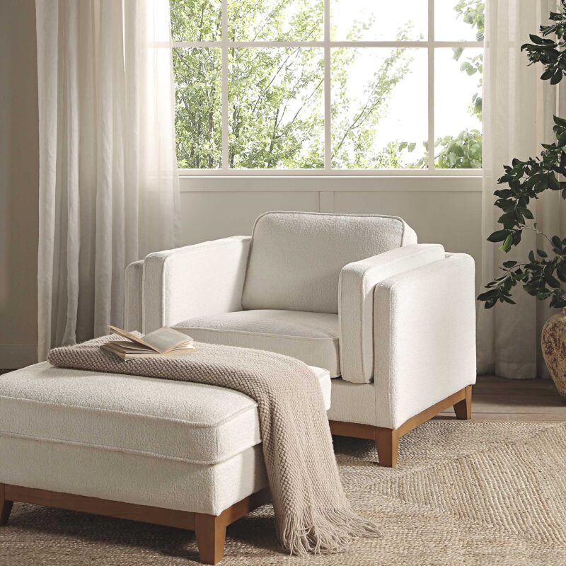 Dipley Beige Boucle Fabric Sofa, 1-Seater - Image 3