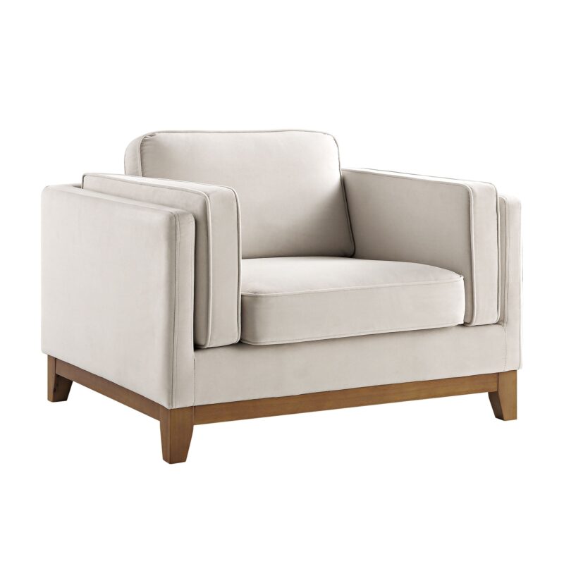 Dipley Champagne Velvet Sofa, 1-Seater - Image 6
