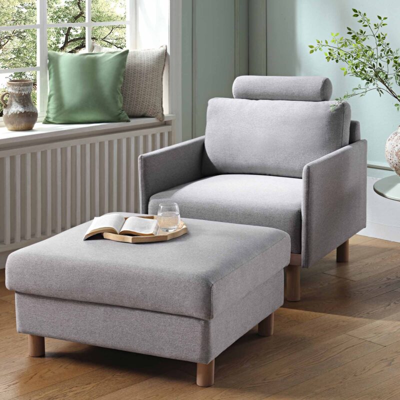 Timber Grey Marl Fabric Armchair - Image 3