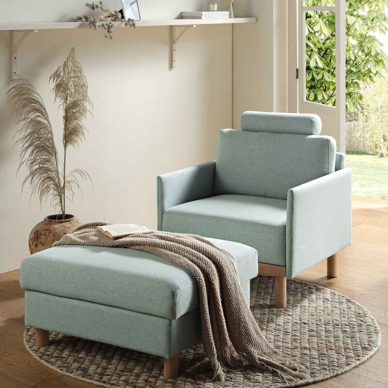 Timber Sage Green Fabric Armchair - Image 3