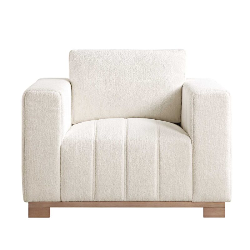 Belsize Beige Boucle Sofa with Wooden Base, 1-Seater - Image 6