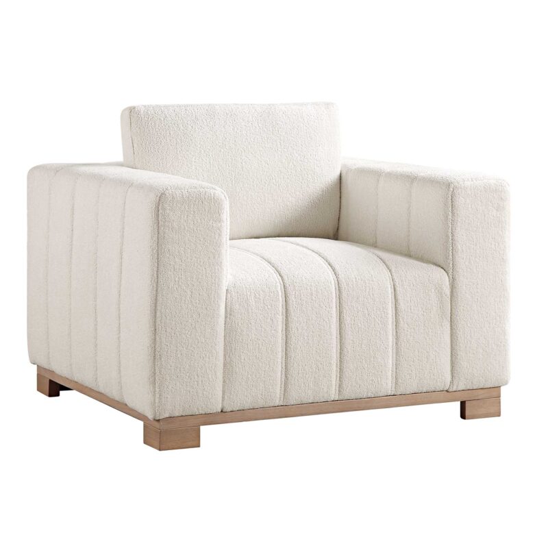 Belsize Beige Boucle Sofa with Wooden Base, 1-Seater - Image 7
