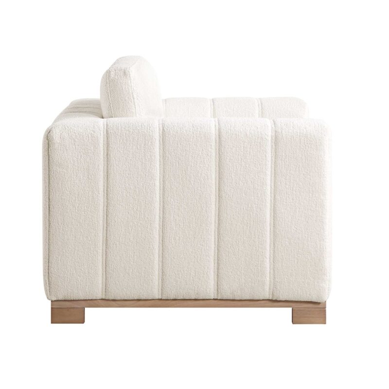 Belsize Beige Boucle Sofa with Wooden Base, 1-Seater - Image 9