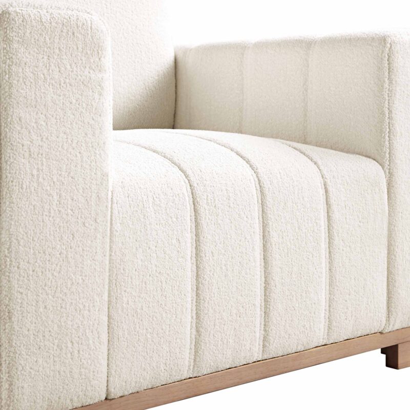 Belsize Beige Boucle Sofa with Wooden Base, 1-Seater - Image 12