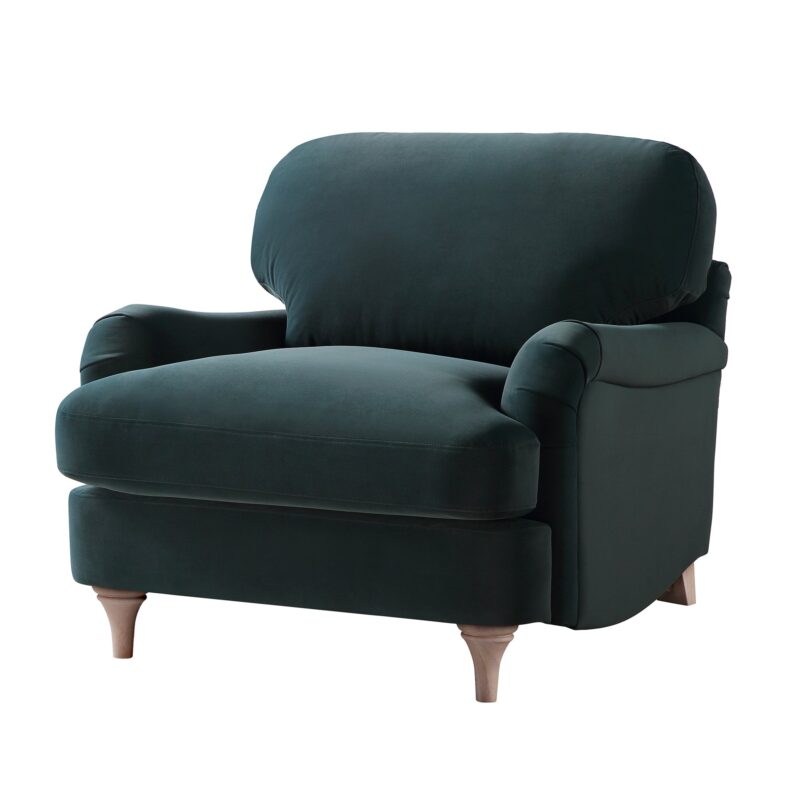 Daphnis Aegean Blue Velvet Sofa, 1-Seater - Image 4