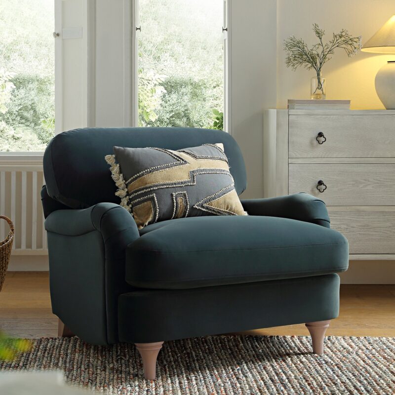 Daphnis Aegean Blue Velvet Sofa, 1-Seater - Image 2