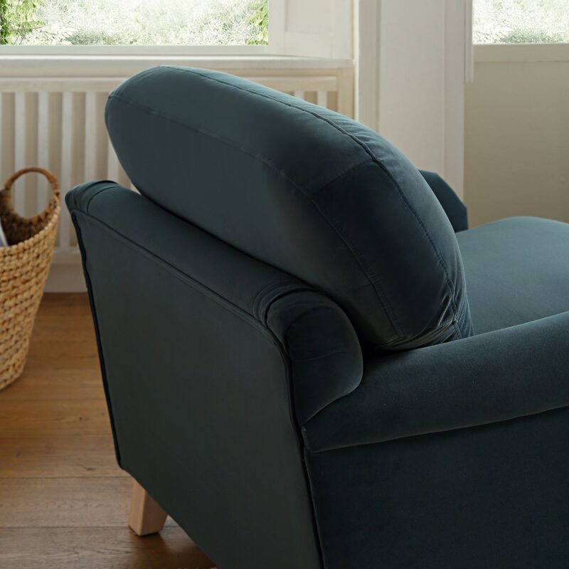 Daphnis Aegean Blue Velvet Sofa, 1-Seater - Image 3