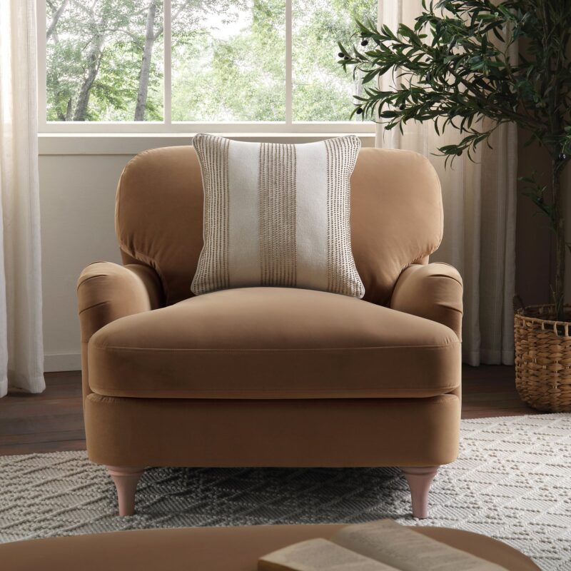 Daphnis Camel Velvet Sofa, 1-Seater - Image 2