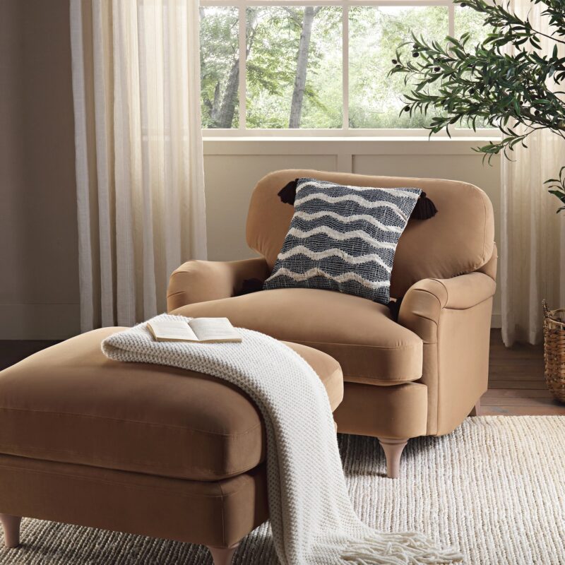 Daphnis Camel Velvet Sofa, 1-Seater - Image 3