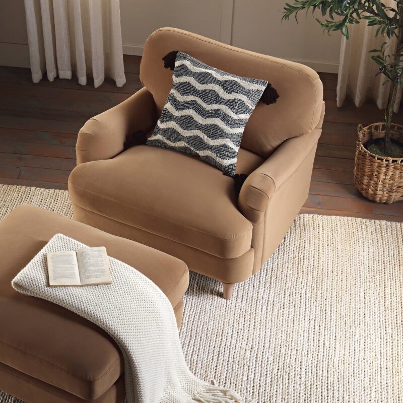 Daphnis Camel Velvet Sofa, 1-Seater - Image 4