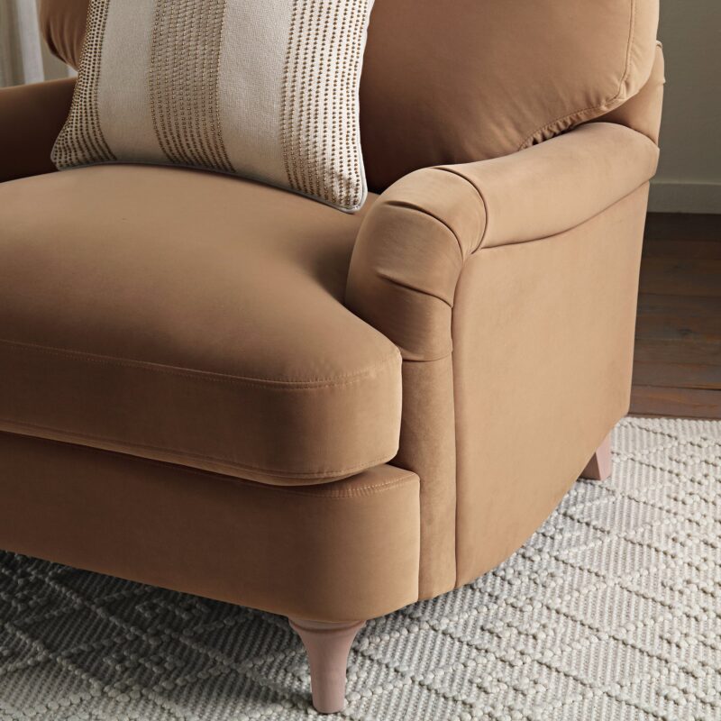 Daphnis Camel Velvet Sofa, 1-Seater - Image 5