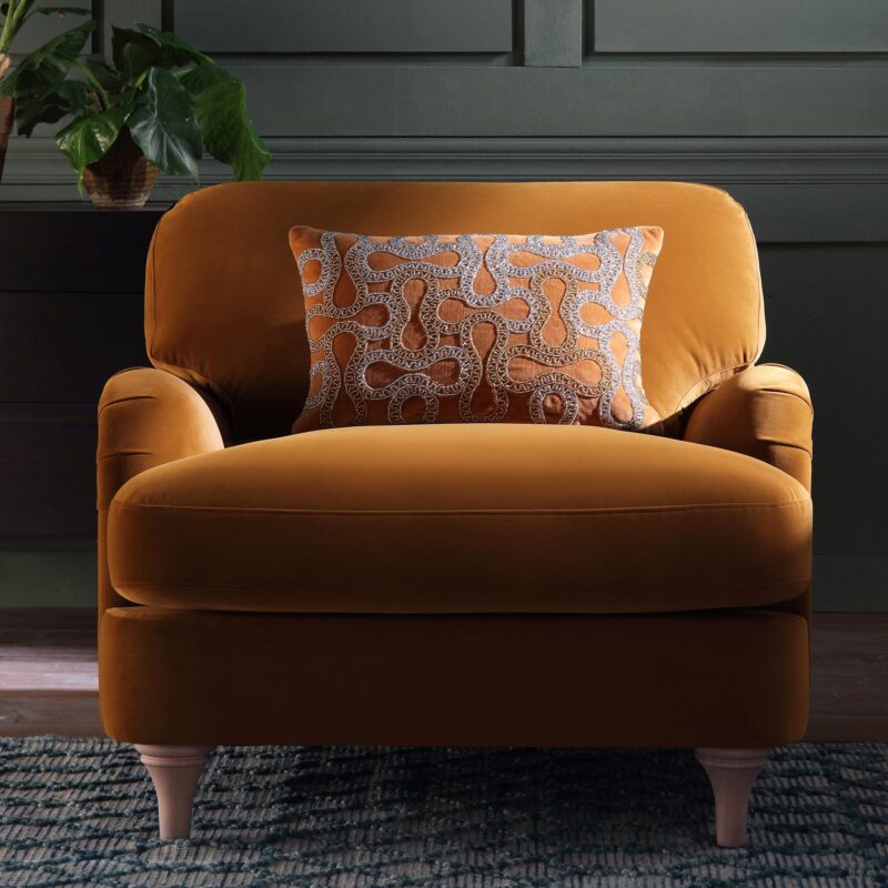 Daphnis Cinnamon Velvet Sofa, 1-Seater - Image 2