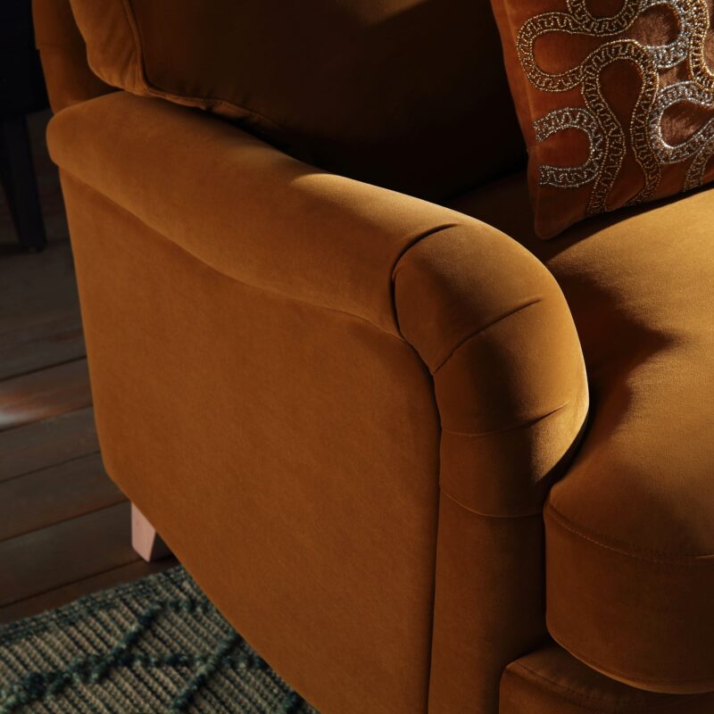 Daphnis Cinnamon Velvet Sofa, 1-Seater - Image 3