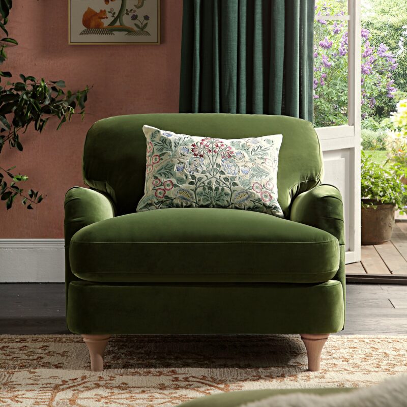 Daphnis Fern Green Velvet Sofa, 1-Seater - Image 2