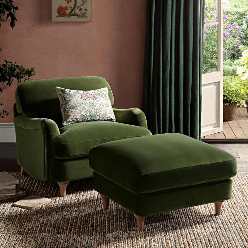 Daphnis Fern Green Velvet Sofa, 1-Seater - Image 4