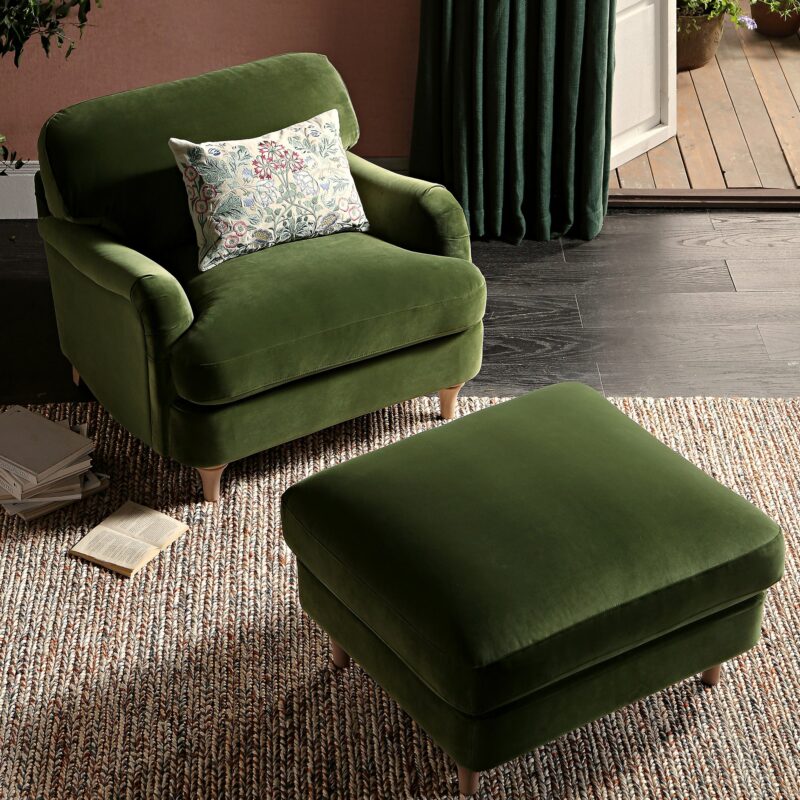 Daphnis Fern Green Velvet Sofa, 1-Seater - Image 5
