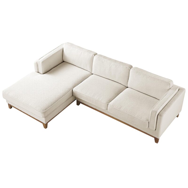 Dipley Beige Boucle Fabric Sofa, Grande Chaise Sofa Left Hand Facing - Image 8