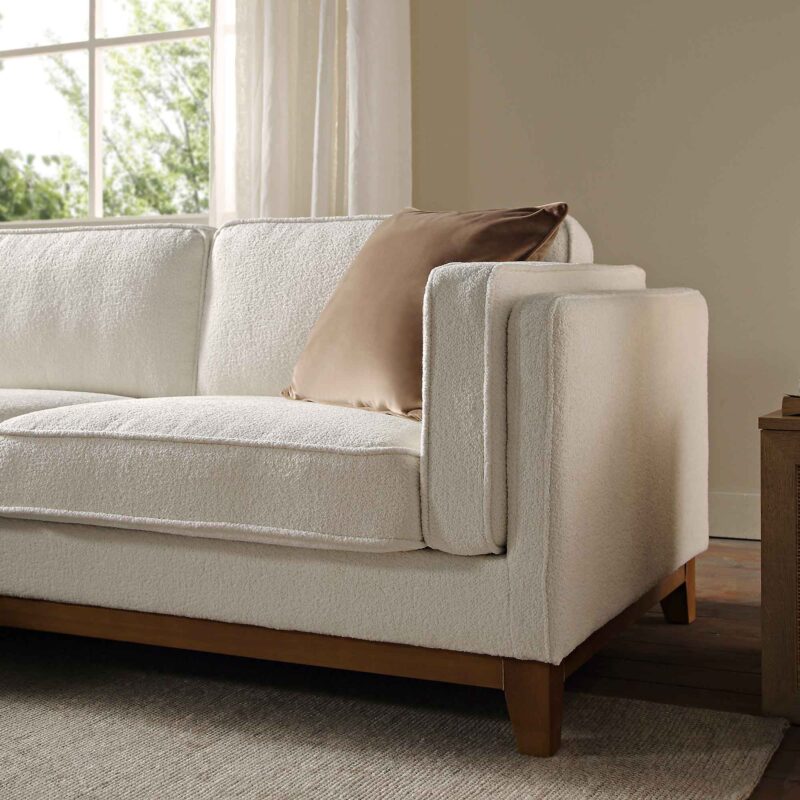 Dipley Beige Boucle Fabric Sofa, Grande Chaise Sofa Left Hand Facing - Image 4