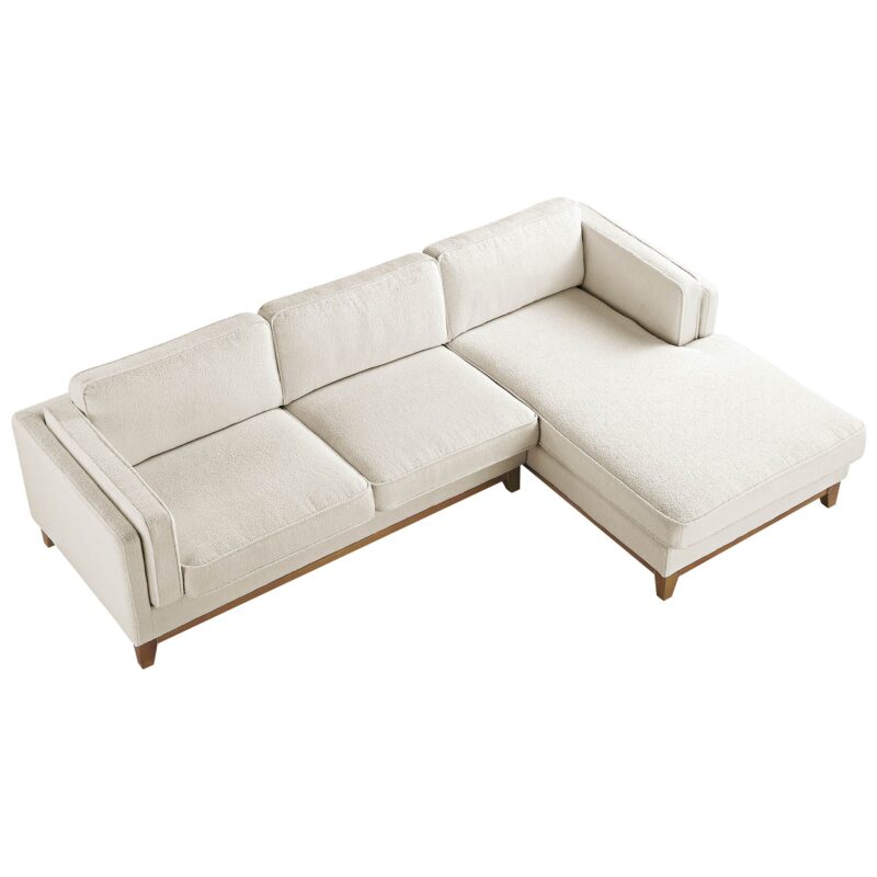 Dipley Beige Boucle Fabric Sofa, Grande Chaise Sofa Right Hand Facing - Image 8