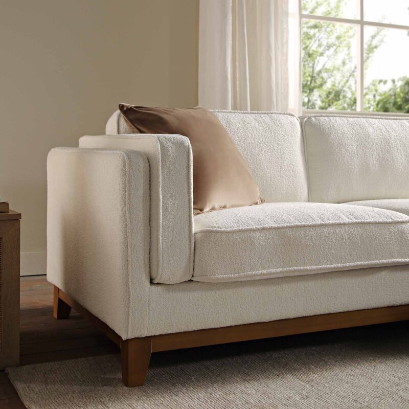 Dipley Beige Boucle Fabric Sofa, Grande Chaise Sofa Right Hand Facing - Image 4