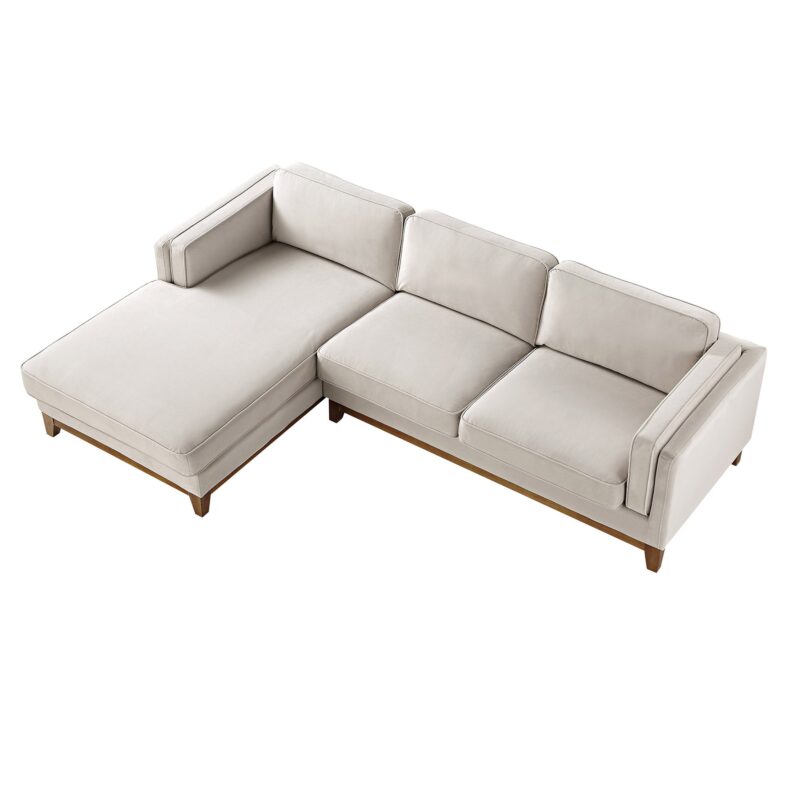 Dipley Champagne Velvet Sofa, Grande Chaise Sofa Left Hand Facing - Image 8