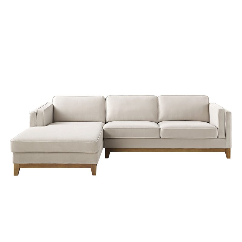 Dipley Champagne Velvet Sofa, Grande Chaise Sofa Left Hand Facing - Image 5