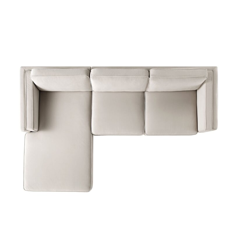 Dipley Champagne Velvet Sofa, Grande Chaise Sofa Left Hand Facing - Image 9