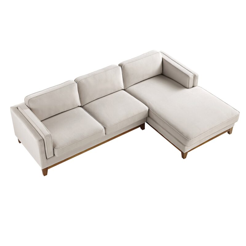 Dipley Champagne Velvet Sofa, Grande Chaise Sofa Right Hand Facing - Image 8