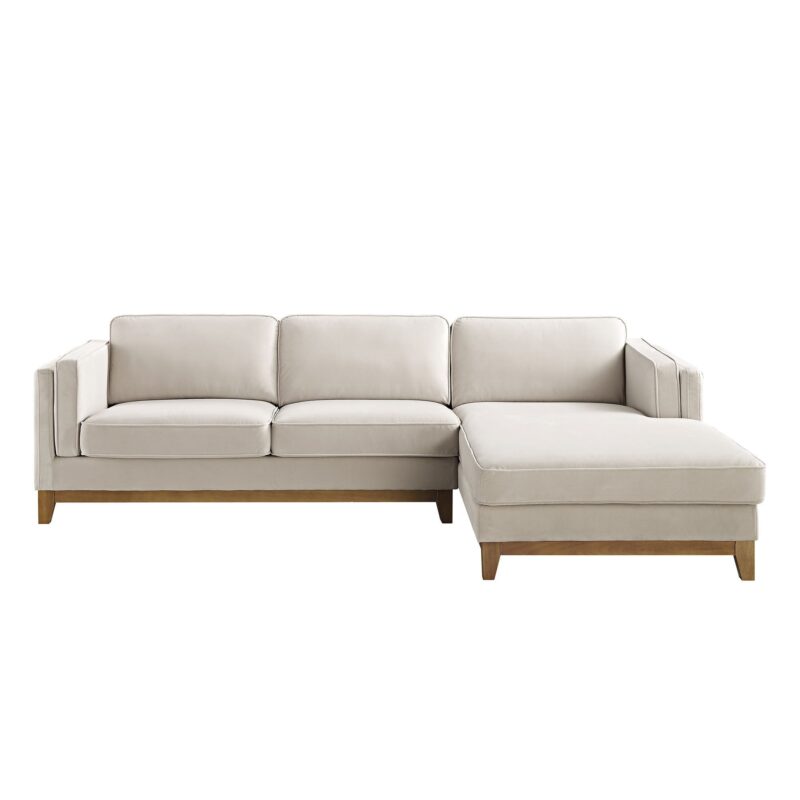 Dipley Champagne Velvet Sofa, Grande Chaise Sofa Right Hand Facing - Image 5