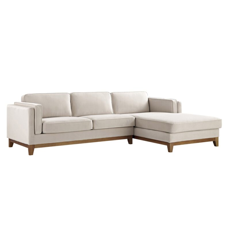 Dipley Champagne Velvet Sofa, Grande Chaise Sofa Right Hand Facing - Image 6