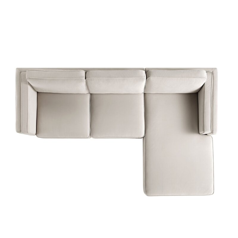 Dipley Champagne Velvet Sofa, Grande Chaise Sofa Right Hand Facing - Image 9