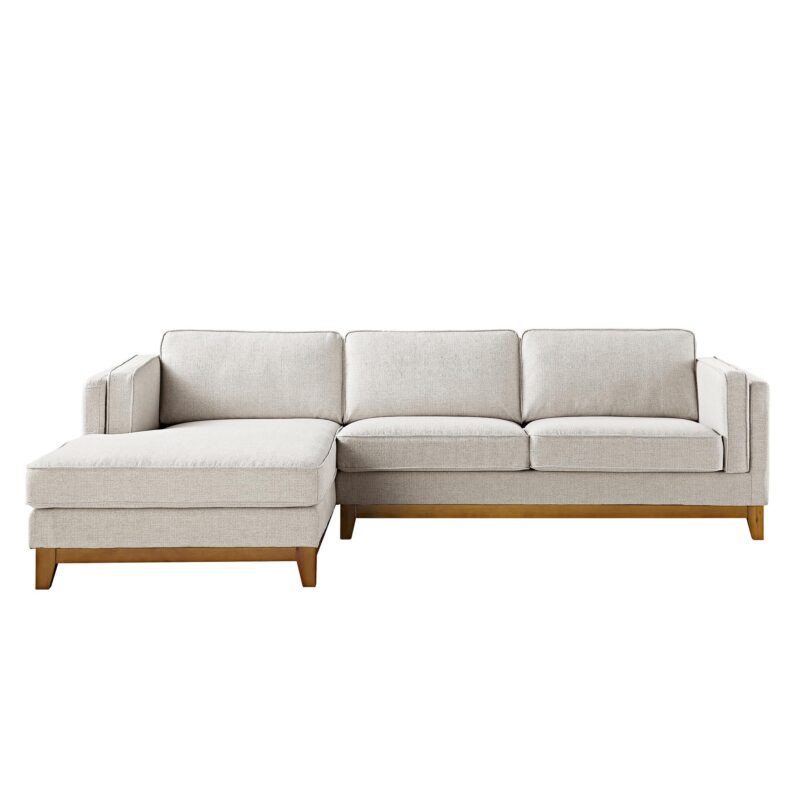 Dipley Oatmeal Woven Fabric Sofa, Grande Chaise Sofa Left Hand Facing - Image 3
