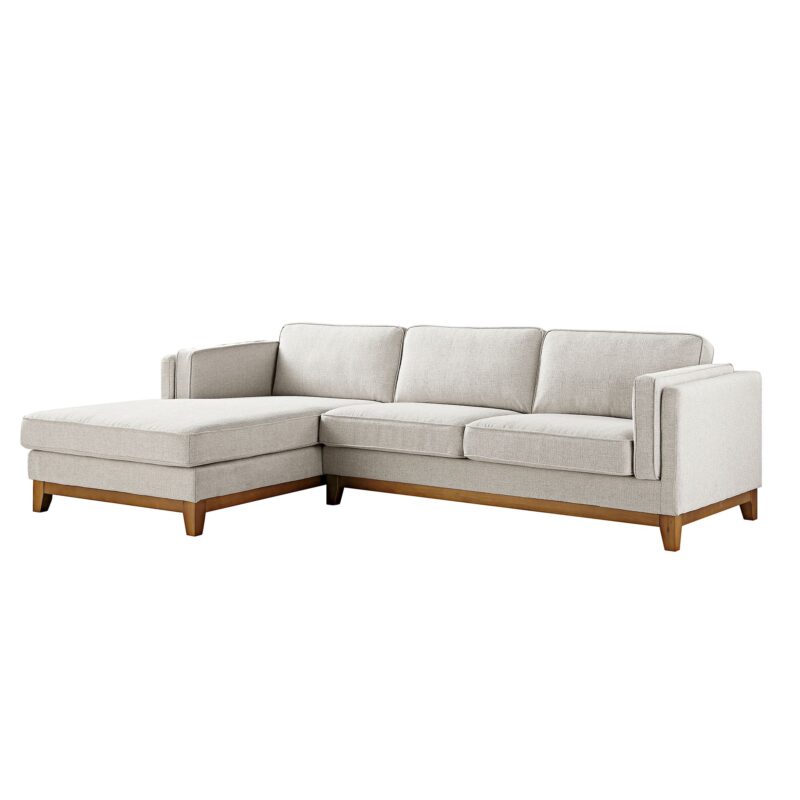 Dipley Oatmeal Woven Fabric Sofa, Grande Chaise Sofa Left Hand Facing - Image 4