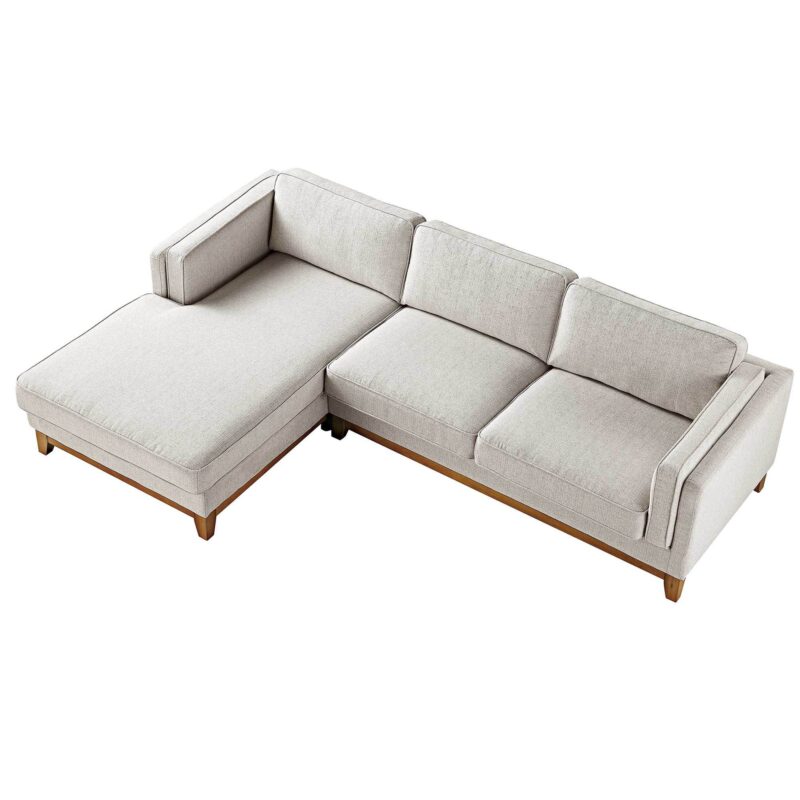 Dipley Oatmeal Woven Fabric Sofa, Grande Chaise Sofa Left Hand Facing - Image 6