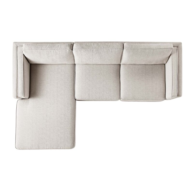Dipley Oatmeal Woven Fabric Sofa, Grande Chaise Sofa Left Hand Facing - Image 7