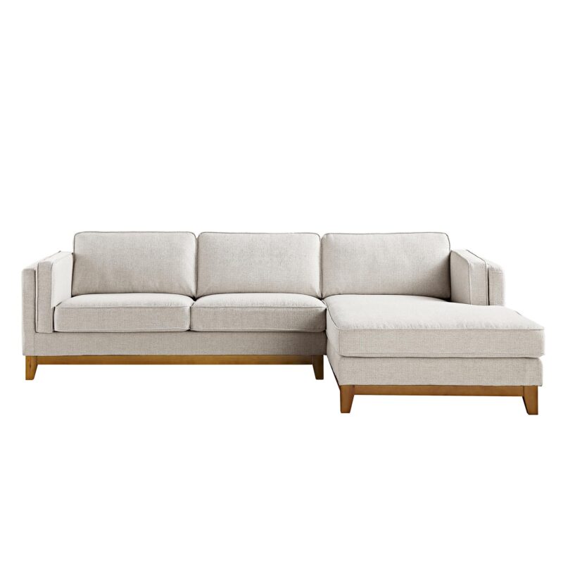 Dipley Oatmeal Woven Fabric Sofa, Grande Chaise Sofa Right Hand Facing - Image 3
