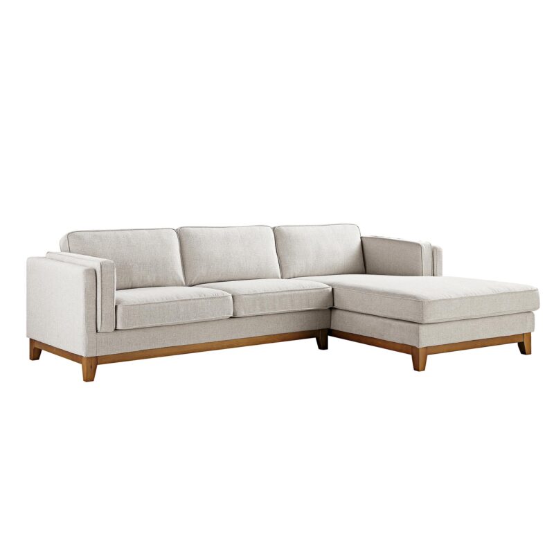 Dipley Oatmeal Woven Fabric Sofa, Grande Chaise Sofa Right Hand Facing - Image 4