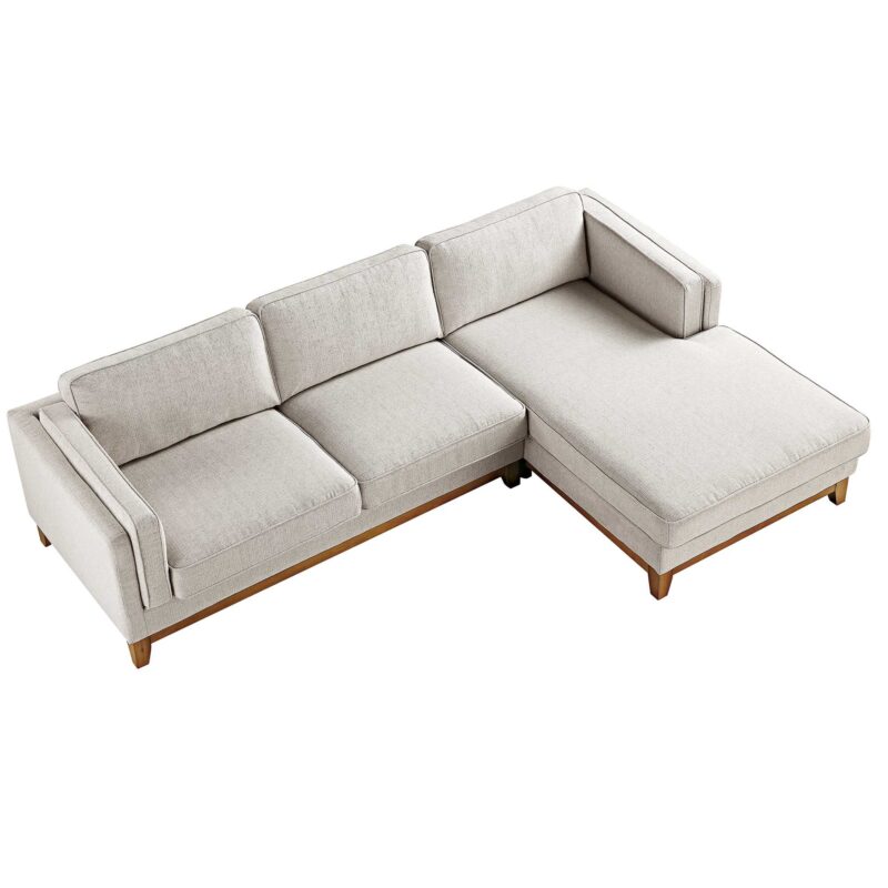 Dipley Oatmeal Woven Fabric Sofa, Grande Chaise Sofa Right Hand Facing - Image 6