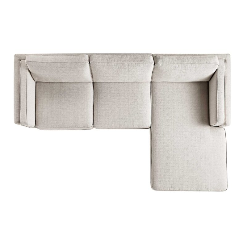 Dipley Oatmeal Woven Fabric Sofa, Grande Chaise Sofa Right Hand Facing - Image 7