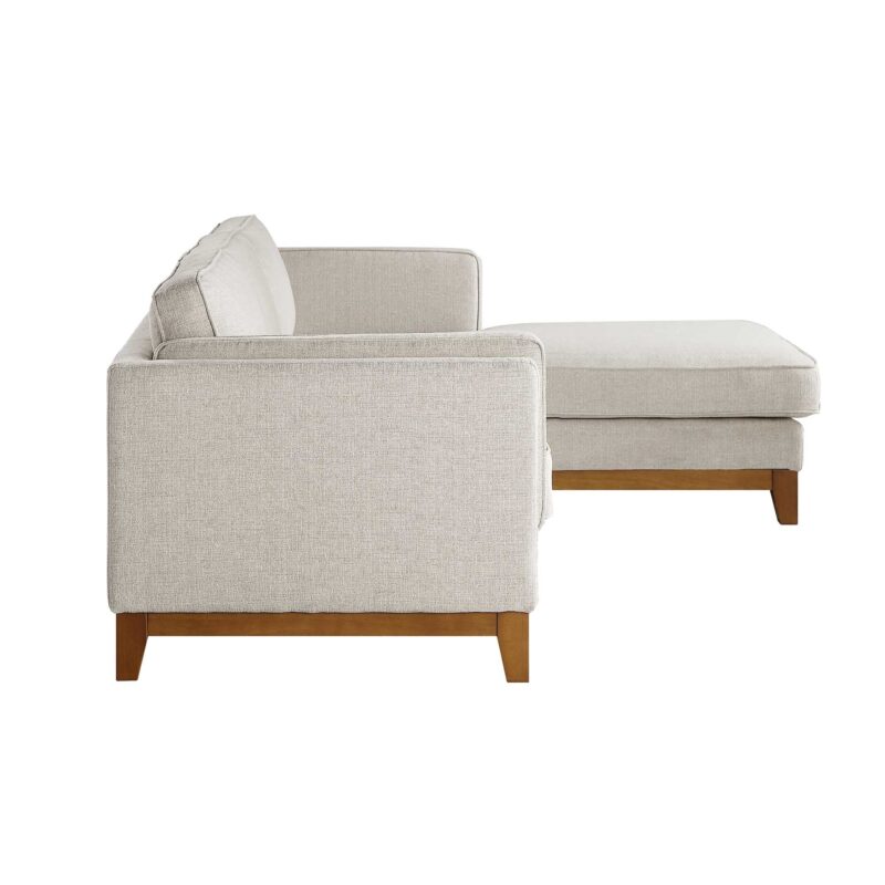 Dipley Oatmeal Woven Fabric Sofa, Grande Chaise Sofa Right Hand Facing - Image 8
