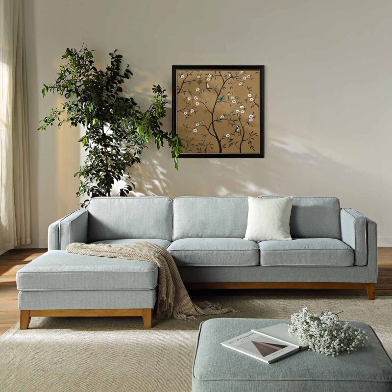 Dipley Sage Woven Fabric Sofa, Grande Chaise Sofa Left Hand Facing - Image 2