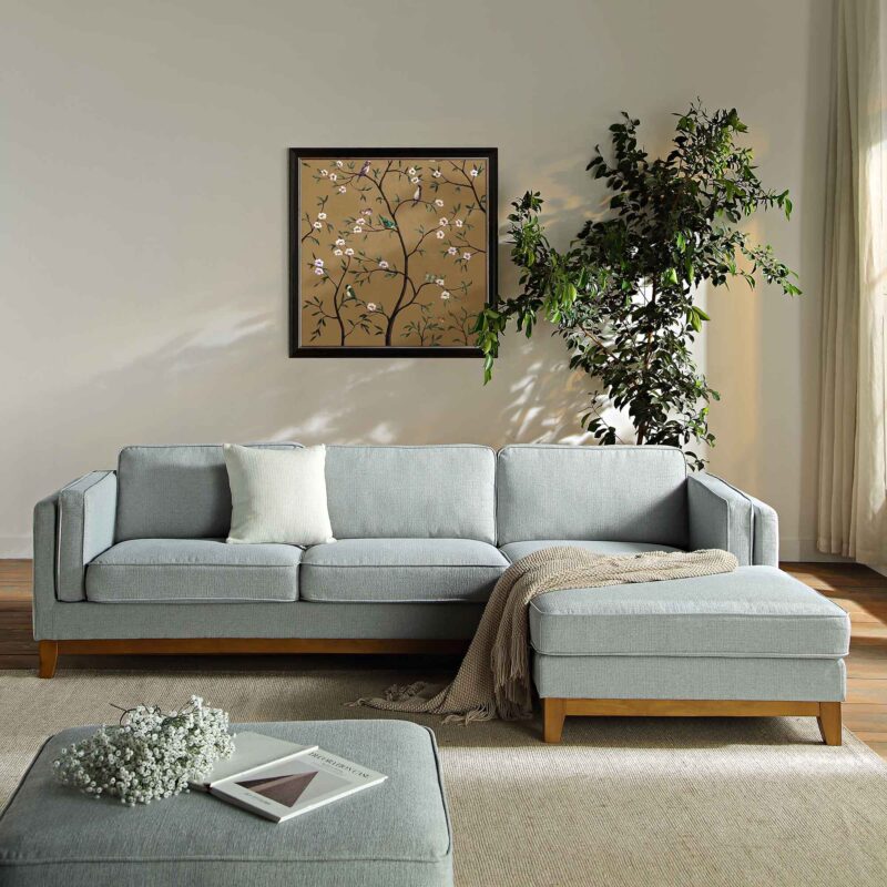 Dipley Sage Woven Fabric Sofa, Grande Chaise Sofa Right Hand Facing - Image 2