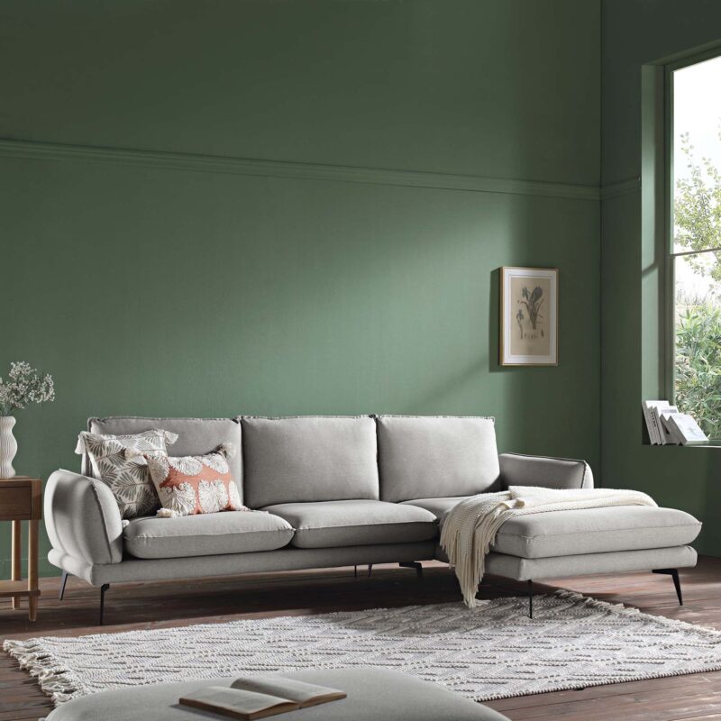 Obriel Grey Marl Fabric Sofa, Grande Chaise Sofa Right Hand Facing - Image 2