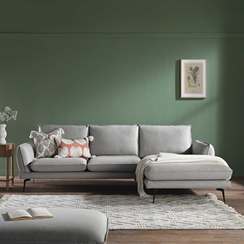 Obriel Grey Marl Fabric Sofa, Grande Chaise Sofa Right Hand Facing - Image 3